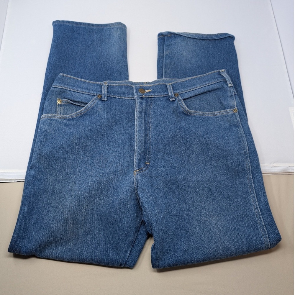 Vintage Lee Riders Mens 38x32 Blue Straight Leg Jeans Made in USA 200-2046 Denim - Picture 4 of 11